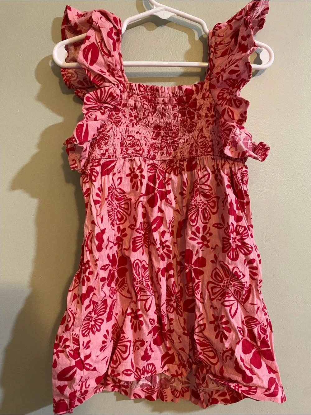 Old Navy Pink Floral Ruffle Tank Top